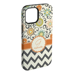 Swirls, Floral & Chevron iPhone Case - Rubber Lined - iPhone 15 Plus (Personalized)