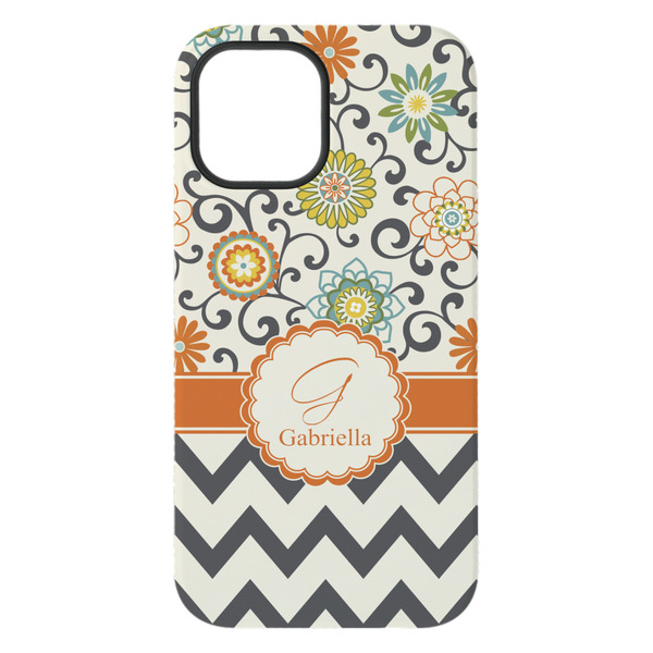 Swirls, Floral & Chevron iPhone 15 Pro Max Tough Case - Back