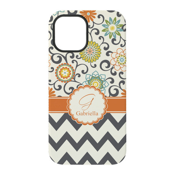 Swirls, Floral & Chevron iPhone 15 Tough Case - Back