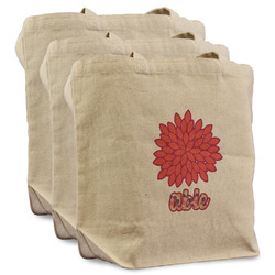 Mums Flower Reusable Cotton Grocery Bags - Set of 3 (Personalized)