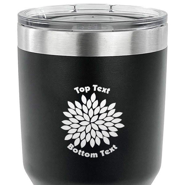 Mums Flower 30 oz Stainless Steel Ringneck Tumbler - Black - CLOSE UP