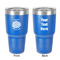 Mums Flower 30 oz Stainless Steel Ringneck Tumbler - Blue - Double Sided - Front & Back