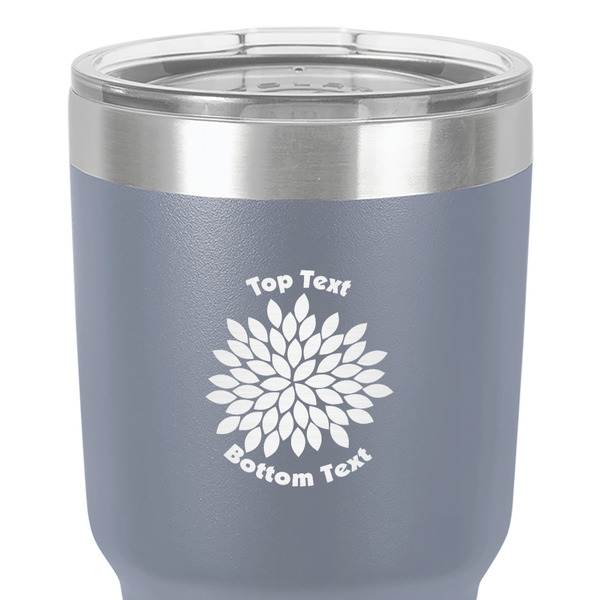 Mums Flower 30 oz Stainless Steel Ringneck Tumbler - Grey - Close Up