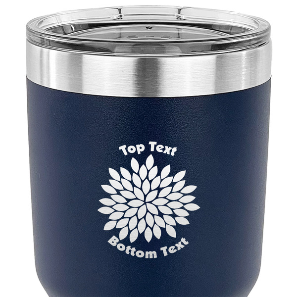 Mums Flower 30 oz Stainless Steel Ringneck Tumbler - Navy - CLOSE UP