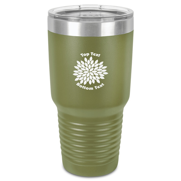 Custom Mums Flower 30 oz Stainless Steel Tumbler - Olive - Single-Sided (Personalized)