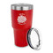 Mums Flower 30 oz Stainless Steel Ringneck Tumblers - Red - LID OFF