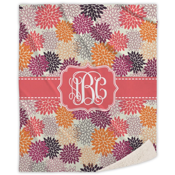 Custom Mums Flower Sherpa Throw Blanket - 60"x80" (Personalized)
