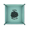 Mums Flower 6" x 6" Teal Leatherette Snap Up Tray - FOLDED UP