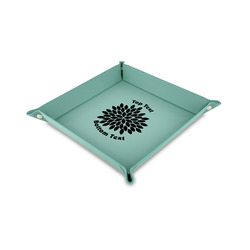 Mums Flower 6" x 6" Teal Faux Leather Valet Tray (Personalized)