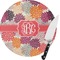 Mums Flower Round Glass Cutting Board - Small (Personalized)