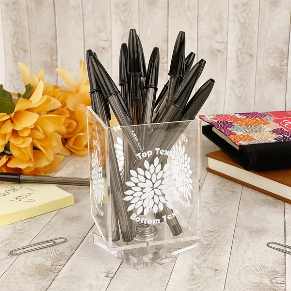 Mums Flower Acrylic Pencil Holder - IN CONTEXT