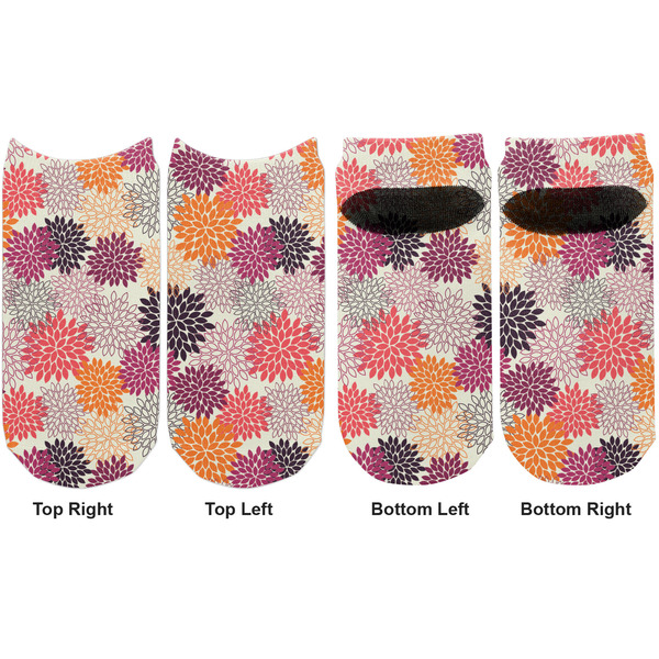 Mums Flower Adult Ankle Socks - Double Pair - Front and Back - Apvl