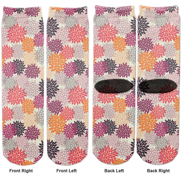 Mums Flower Adult Crew Socks - Double Pair - Front and Back - Apvl
