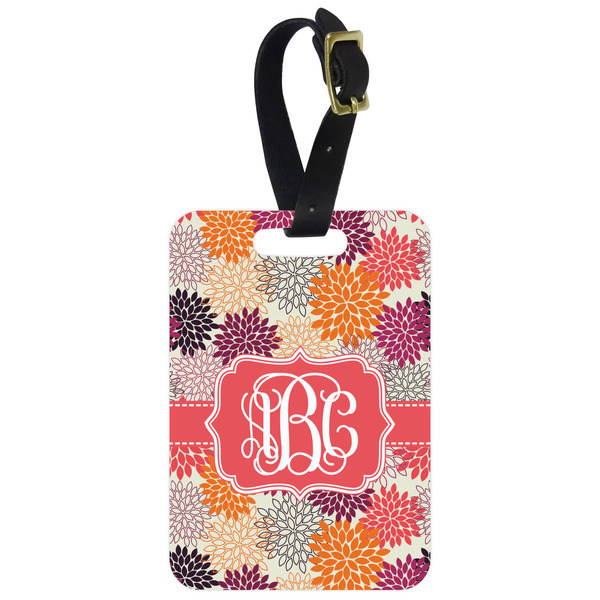 Custom Mums Flower Metal Luggage Tag w/ Monogram
