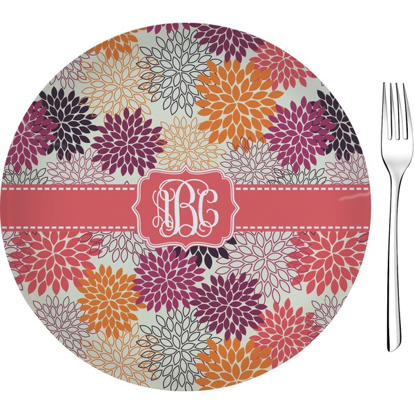 Custom Mums Flower 8" Glass Appetizer / Dessert Plates - Single or Set (Personalized)