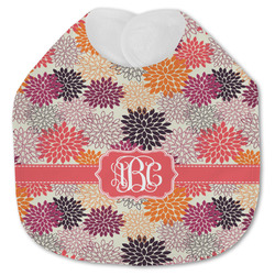 Mums Flower Jersey Knit Baby Bib w/ Monogram
