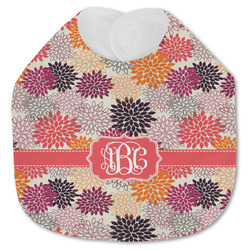 Mums Flower Jersey Knit Baby Bib w/ Monogram