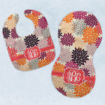 Mums Flower Baby Bib & Burp Set w/ Monogram