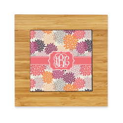 Mums Flower Bamboo Trivet with Ceramic Tile Insert (Personalized)