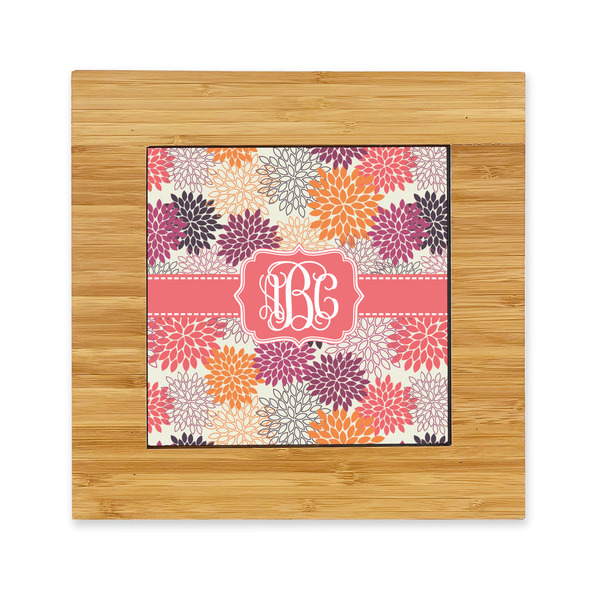 Custom Mums Flower Bamboo Trivet with Ceramic Tile Insert (Personalized)