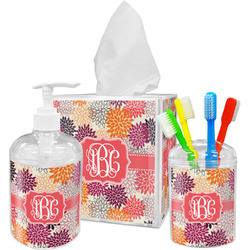 Mums Flower Acrylic Bathroom Accessories Set w/ Monogram