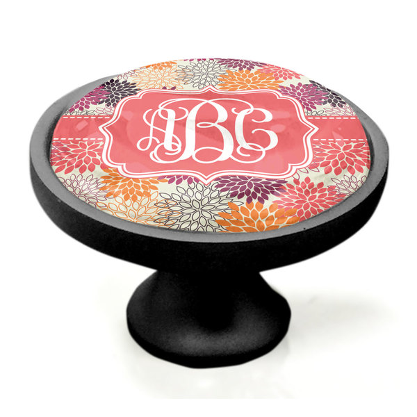 Mums Flower Black Custom Cabinet Knob (Side)