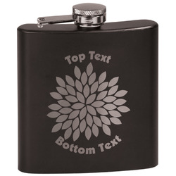Mums Flower Black Flask Set (Personalized)
