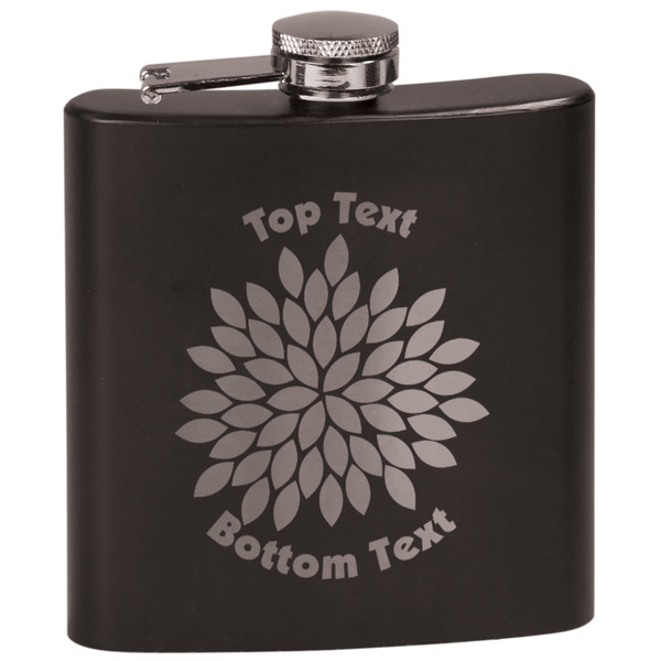 Custom Mums Flower Black Flask Set (Personalized)