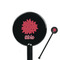 Mums Flower Black Plastic 5.5" Stir Stick - Round - Closeup