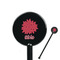 Mums Flower 5.5" Round Plastic Stir Sticks - Black - Single Sided (Personalized)
