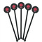Mums Flower Black Plastic 5.5" Stir Stick - Round - Fan View