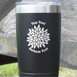 Mums Flower 20 oz Stainless Steel Tumbler - Black - Single Sided (Personalized)