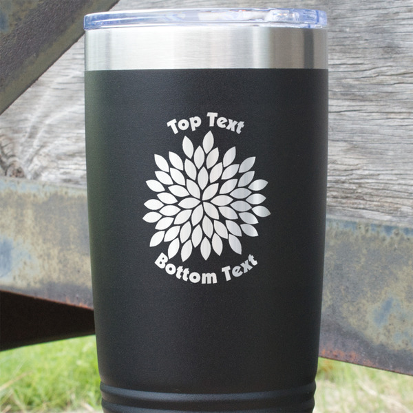 Mums Flower Black Polar Camel Tumbler - 20oz - Close Up