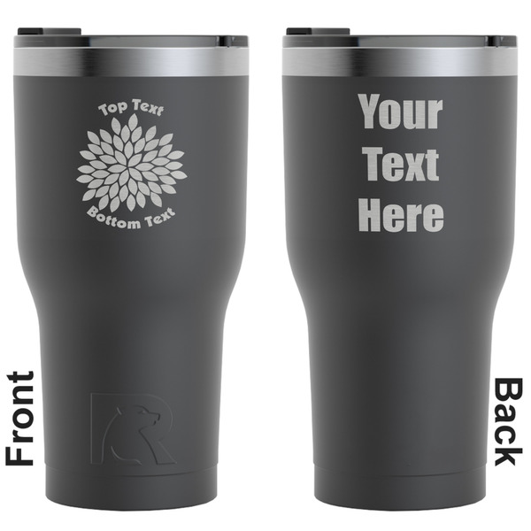 Custom Mums Flower RTIC Tumbler - Black - Engraved Front & Back (Personalized)