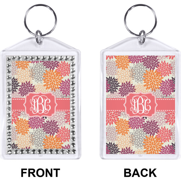 Mums Flower Bling Keychain (Front + Back)