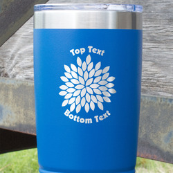 Mums Flower 20 oz Stainless Steel Tumbler - Royal Blue - Single Sided (Personalized)