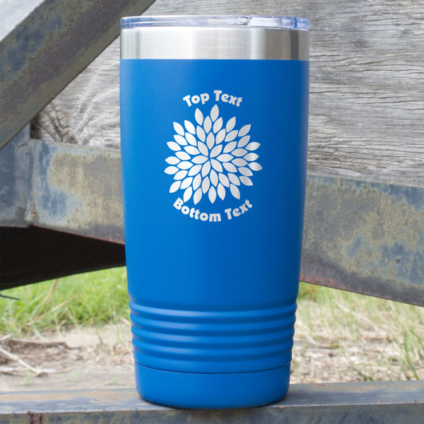 Custom Mums Flower 20 oz Stainless Steel Tumbler - Royal Blue - Single Sided (Personalized)