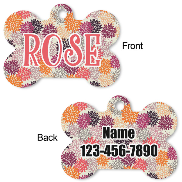 Mums Flower Bone Shaped Dog ID Tag - Large - Approval