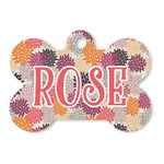 Mums Flower Bone Shaped Dog ID Tag (Personalized)