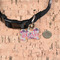 Mums Flower Bone Shaped Dog ID Tag - Small - In Context