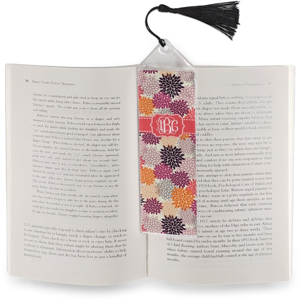 Mums Flower Bookmark with tassel - In book