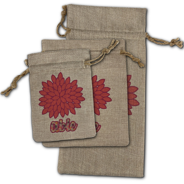Mums Flower Burlap Gift Bags - (PARENT MAIN) All Three