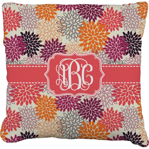 Custom Mums Flower Faux-Linen Throw Pillow 16" (Personalized)