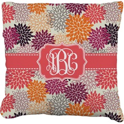 Mums Flower Faux-Linen Throw Pillow 18" (Personalized)