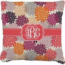 Mums Flower Faux-Linen Throw Pillow 20" (Personalized)