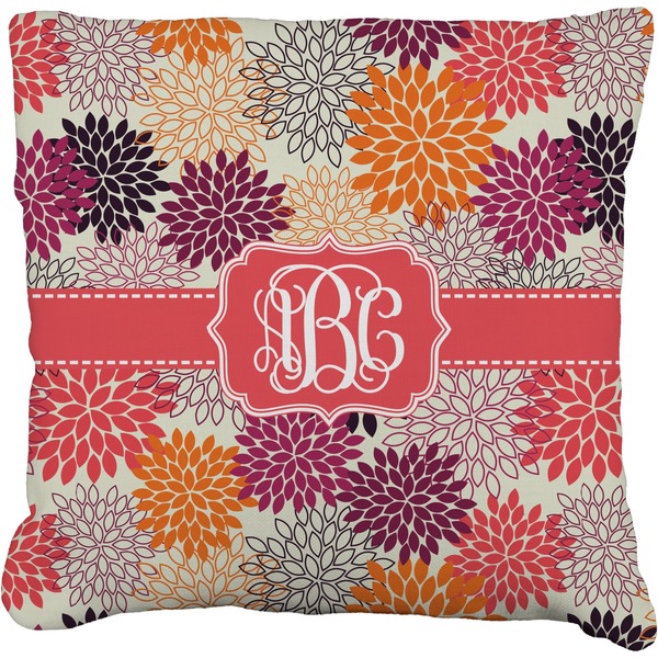 Custom Mums Flower Faux-Linen Throw Pillow 20" (Personalized)