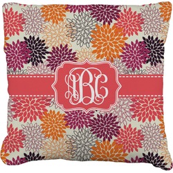 Mums Flower Faux-Linen Throw Pillow (Personalized)