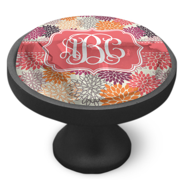 Mums Flower Cabinet Knob - Black - Side