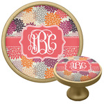 Mums Flower Cabinet Knob - Gold (Personalized)