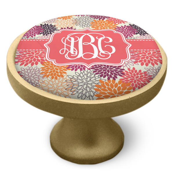 Mums Flower Cabinet Knob - Gold - Side